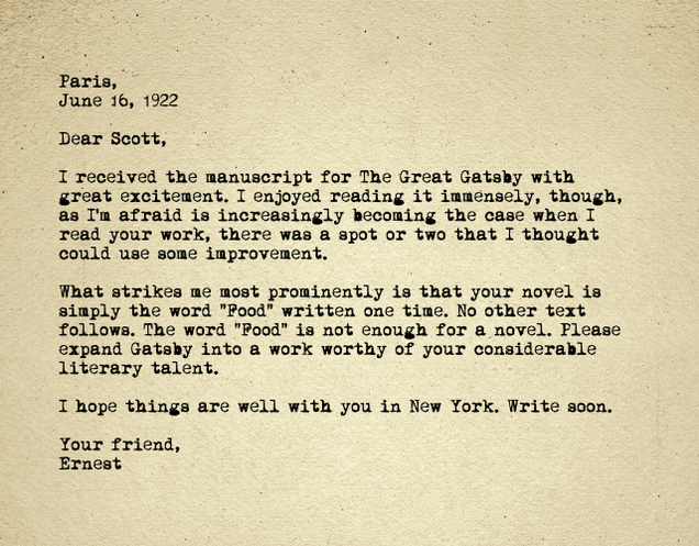 Illustration for article titled Amazing: Check Out These Letters Between Ernest Hemingway And F. Scott Fitzgerald